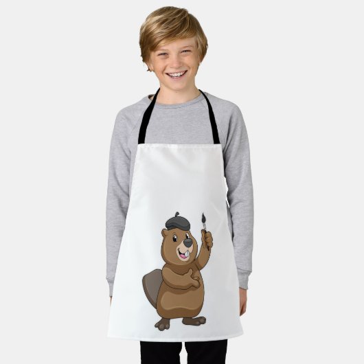 Biber als Maler mit Pinsel Schürze (Getragen)