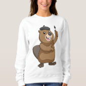 Biber als Maler mit Pinsel Sweatshirt (Vorderseite)