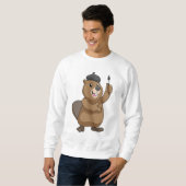 Biber als Maler mit Pinsel Sweatshirt (Vorne ganz)