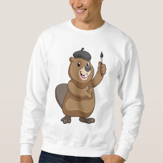 Biber als Maler mit Pinsel Sweatshirt (Vorderseite)