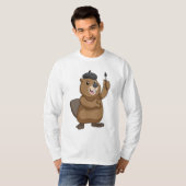 Biber als Maler mit Pinsel T-Shirt (Vorne ganz)