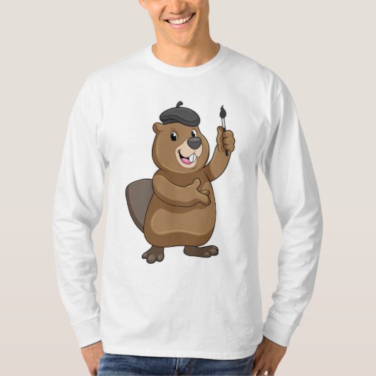 Biber als Maler mit Pinsel T-Shirt (Vorderseite)