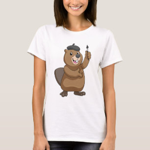 Biber als Maler mit Pinsel T-Shirt