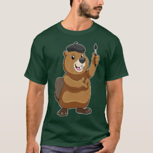 Biber als Maler mit Pinsel T-Shirt