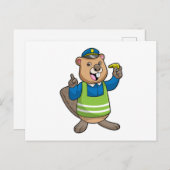 Biber als Polizeibeamter mit Pfeifen Postkarte (Vorne/Hinten)