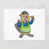 Biber als Polizeibeamter mit Pfeifen Postkarte (Vorderseite)