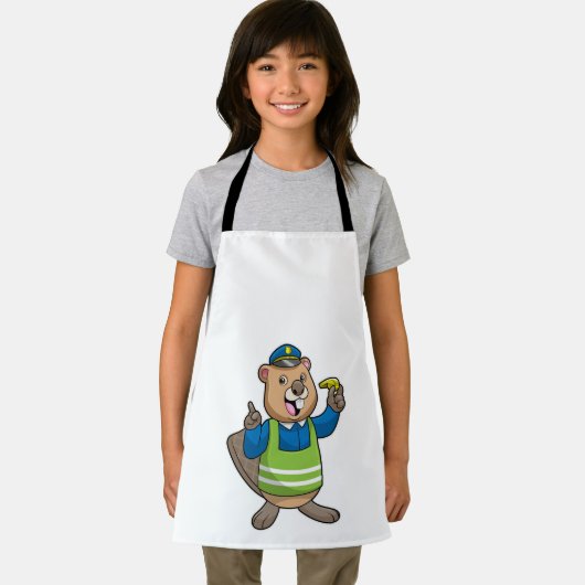 Biber als Polizeibeamter mit Pfeifen Schürze (Insitu)