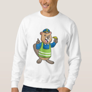 Biber als Polizeibeamter mit Pfeifen Sweatshirt
