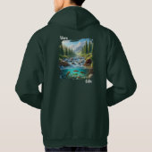 Biber am Bergbach mit Forellen Hoodie (Rückseite)