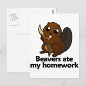 Biber aßen meine Hausaufgaben Postkarte (Vorne/Hinten)