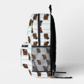 Biber auf blauen Streifen Bedruckter Rucksack (Rechts)