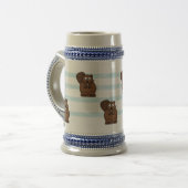 Biber auf blauen Streifen Bierglas (Vorderseite Links)