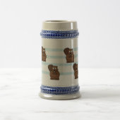 Biber auf blauen Streifen Bierglas (Mittel)