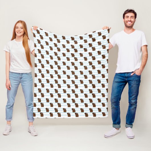 Biber auf blauen Streifen Fleecedecke (Beispiel)