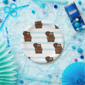 Biber auf blauen Streifen Pappteller (Party)