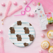 Biber auf blauen Streifen Pappteller (Party)