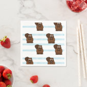 Biber auf blauen Streifen Serviette (Beispiel)