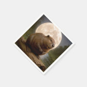 Biber auf einem Baumstamm bei Vollmond Serviette (Ecke)