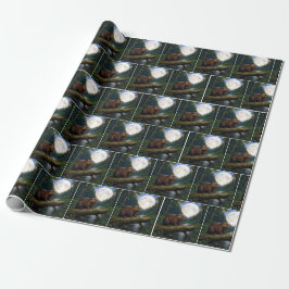 Biber auf einem Flussstamm im Mondlicht Geschenkpapier