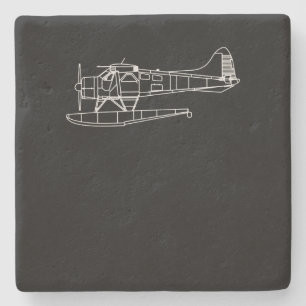 Biber auf Flohsee Flugzeug Piot Funny Geschenk Steinuntersetzer