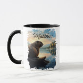 Biber auf Log Sunrise Wilderness Tasse (Links)
