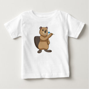 Biber bei Darts mit Dart Baby T-shirt