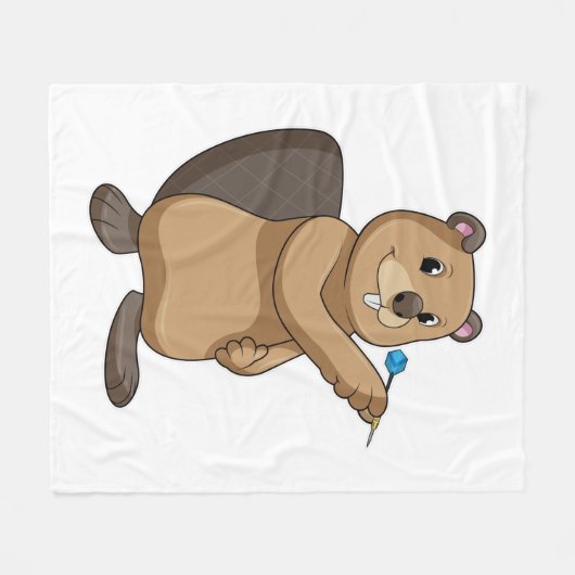 Biber bei Darts mit Dart Fleecedecke (Vorderseite (Horizontal))