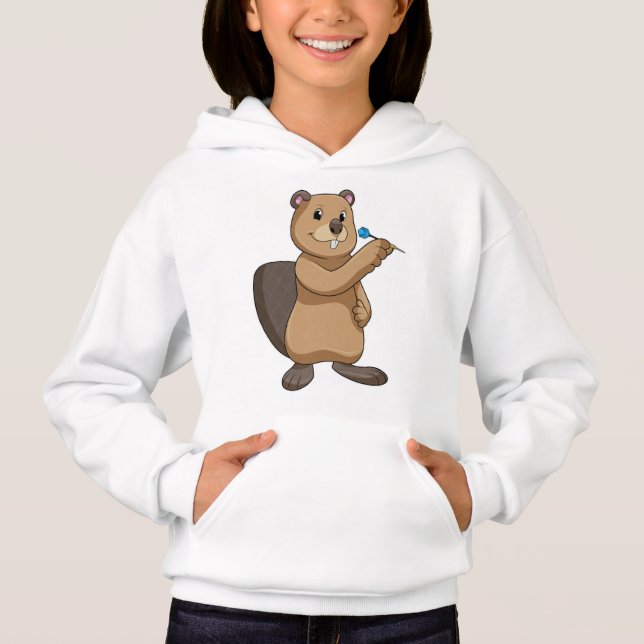 Biber bei Darts mit Dart Hoodie (Vorderseite)