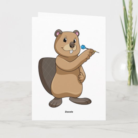 Biber bei Darts mit Dart Karte (Rückseite)