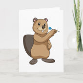 Biber bei Darts mit Dart Karte (Vorderseite)