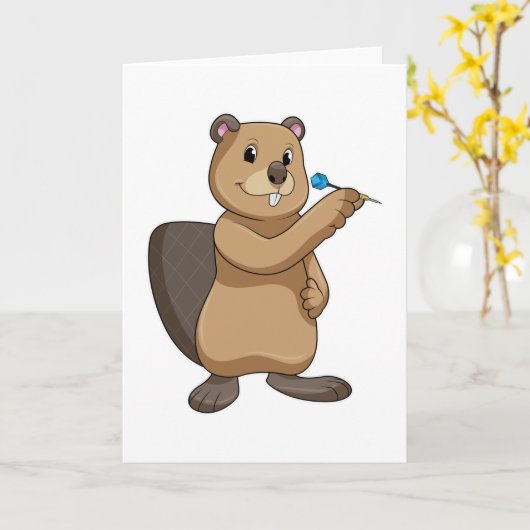 Biber bei Darts mit Dart Karte (Gelbe Blume)