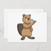 Biber bei Darts mit Dart Postkarte (Vorne/Hinten)