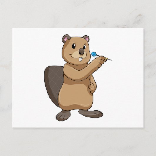 Biber bei Darts mit Dart Postkarte (Vorderseite)