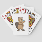 Biber bei Darts mit Dart Spielkarten (Rückseite)