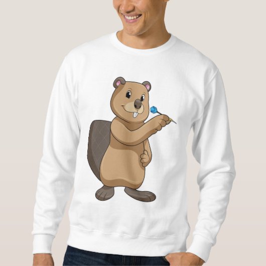 Biber bei Darts mit Dart Sweatshirt (Vorderseite)