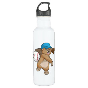 Biber beim Baseball Sport mit Cap Edelstahlflasche