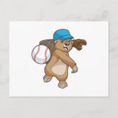 Biber beim Baseball Sport mit Cap Postkarte (Vorderseite)