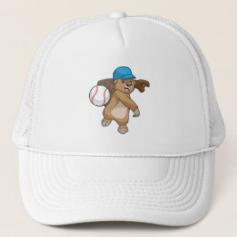 Biber beim Baseball Sport mit Cap Truckerkappe