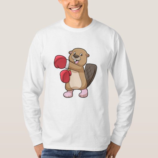 Biber beim Boxen mit Boxhandschuhen T-Shirt (Vorderseite)