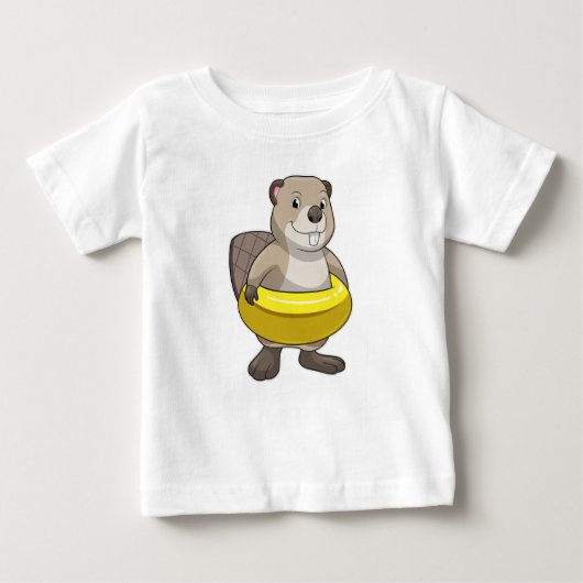 Biber beim Schwimmen mit Swimming-Ring Baby T-shirt (Vorderseite)