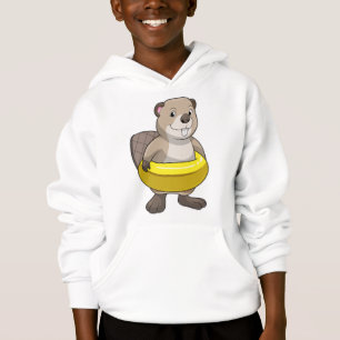 Biber beim Schwimmen mit Swimming-Ring Hoodie