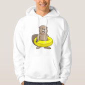 Biber beim Schwimmen mit Swimming-Ring Hoodie (Vorderseite)