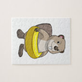 Biber beim Schwimmen mit Swimming-Ring Puzzle (Horizontal)