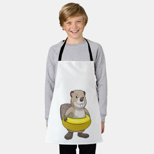 Biber beim Schwimmen mit Swimming-Ring Schürze (Getragen)