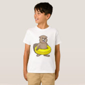 Biber beim Schwimmen mit Swimming-Ring T-Shirt (Vorne ganz)