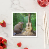 Biber bewundert seine Gitarrenbaumkarre Serviette (Beispiel)