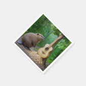 Biber bewundert seine Gitarrenbaumkarre Serviette (Ecke)