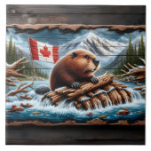 Biber Builds Lodge by Mountain Stream Fliese (Vorderseite)