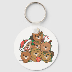 Biber Christmas Tree Funny Animal Christmas Keych Schlüsselanhänger