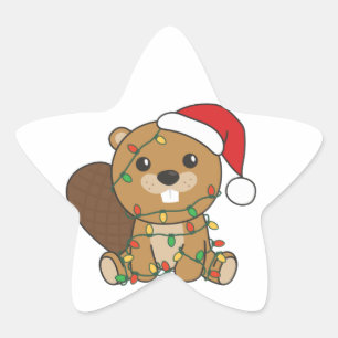 Biber Christmas Winter Tiere Beaver Star Sticke Stern-Aufkleber